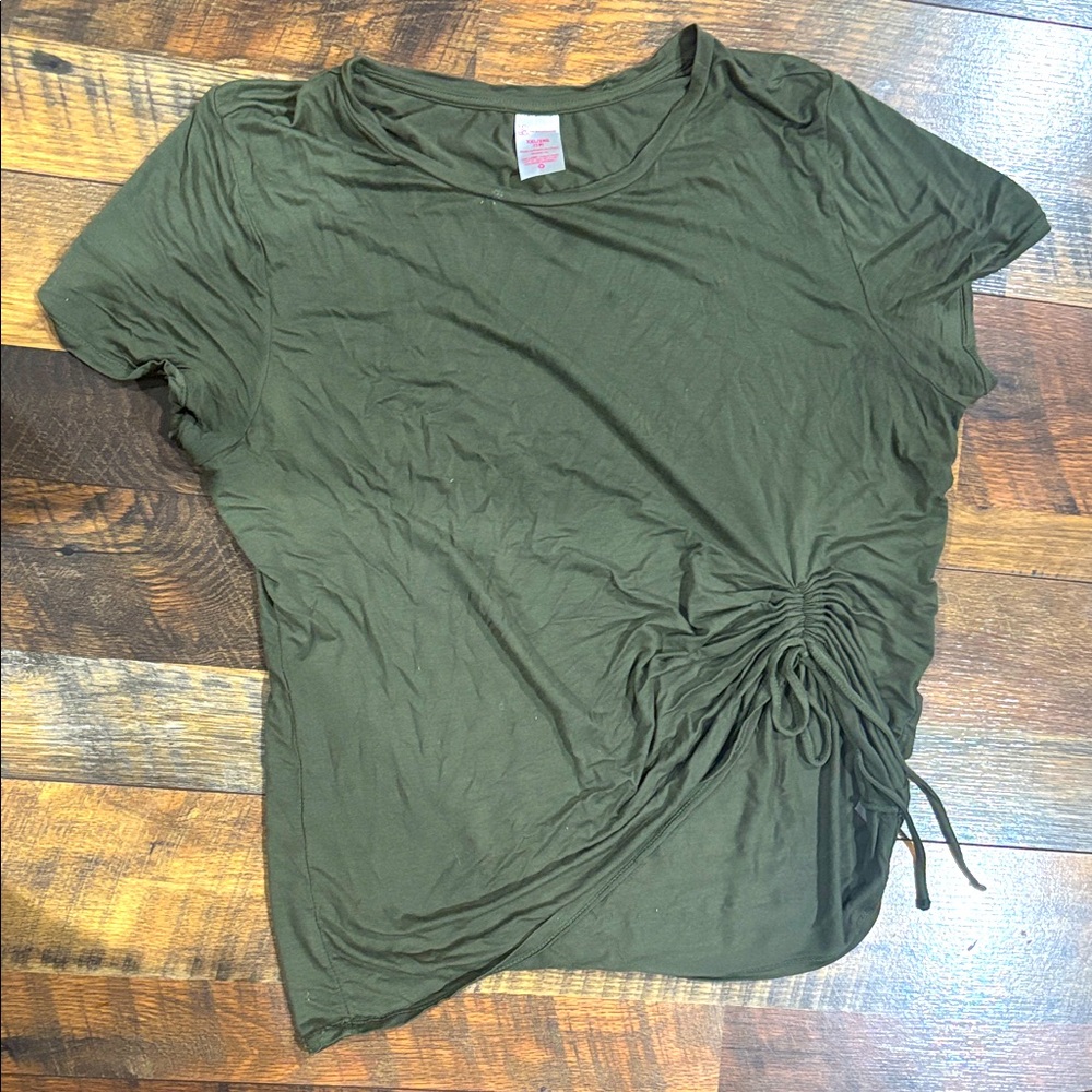 No Boundaries Dark Green Ruched Blouse